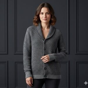 Vintage Ingo Alpaca shawl collar fisherman sweater button up knit cardigan med